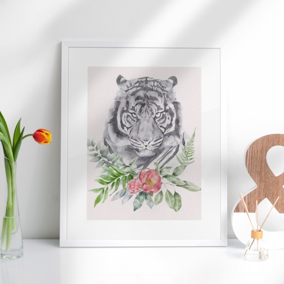 Wall Art Watercolor Tiger Poster Print Unframed - Picture 4 of 7
